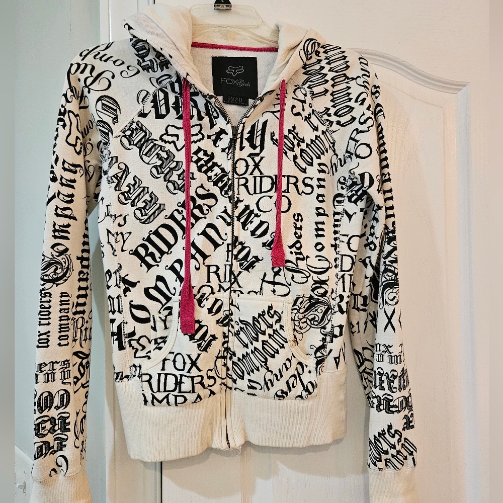 Fox Racing White and Black Graphic Hoodie